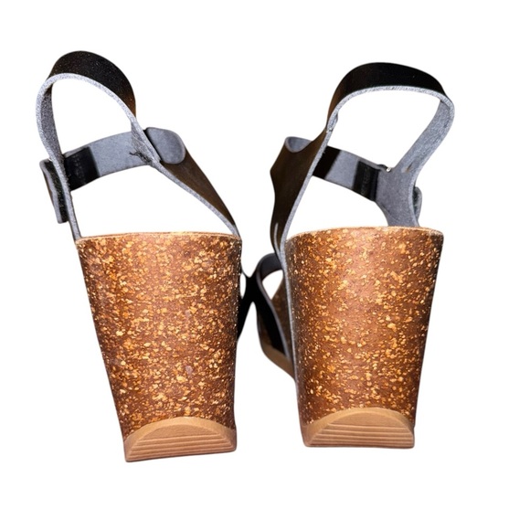 BJORNDAL Kori Black Crisscross Cork Sole Strappy Wedge Sandals Size 10 - Picture 7 of 13